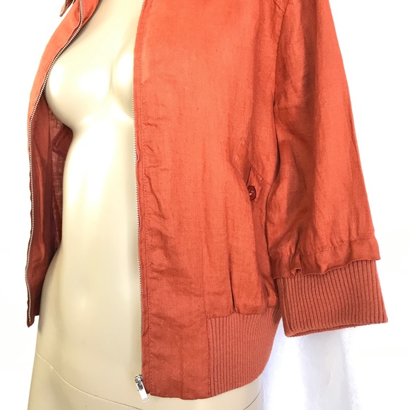 🚫SOLD🚫 Burnt Orange Linen Cropped 3/4 Sleeve - Picture 8 of 16